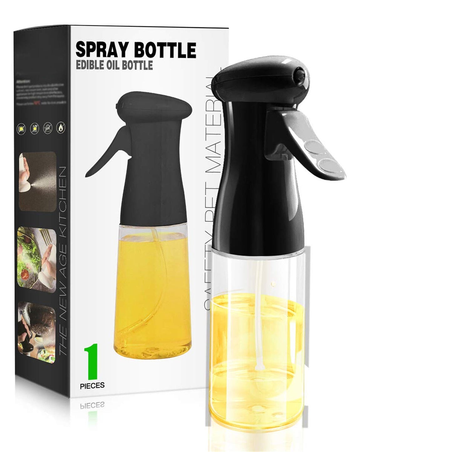 Oil and vinegar dispenser in glass spray bottle, 210 ml