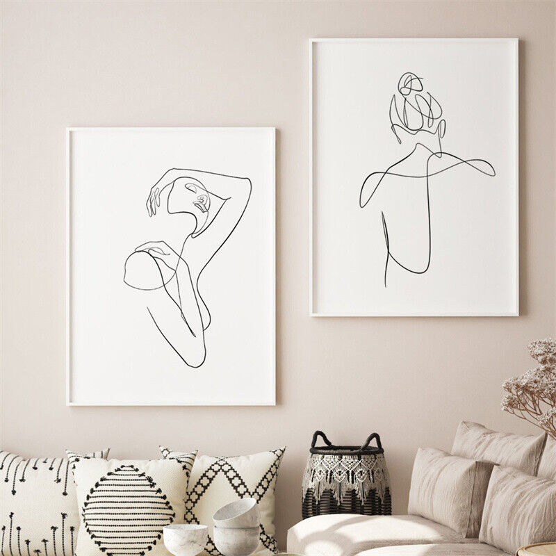 2 piece line art canvas