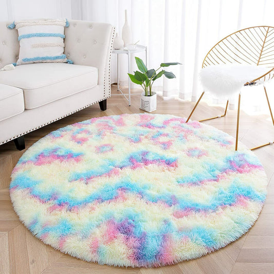 Rainbow Round Soft Rugs for Room 3ft