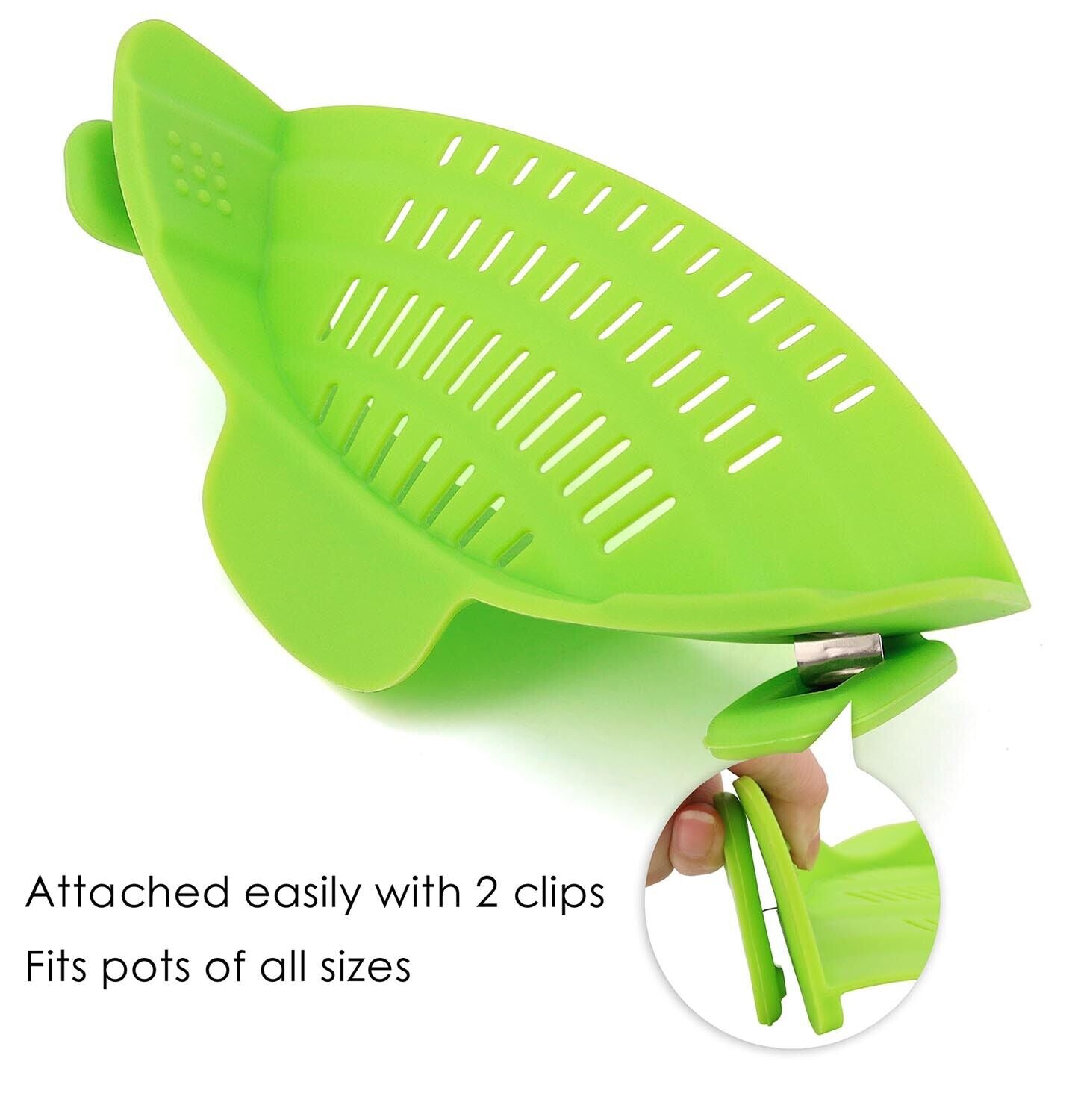 Adjustable Heat Resistant Silicone Food Strainer (Color: Green)