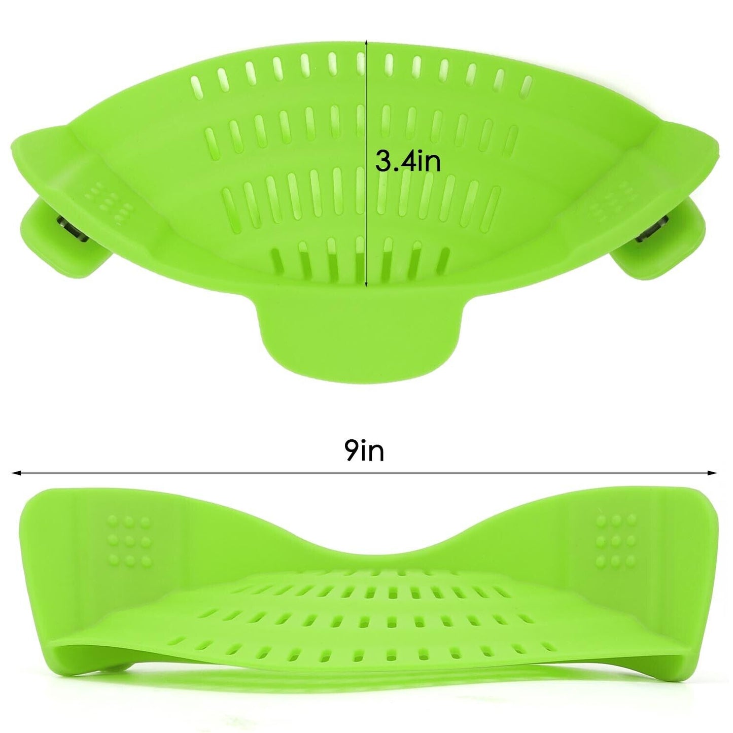 Adjustable Heat Resistant Silicone Food Strainer (Color: Green)