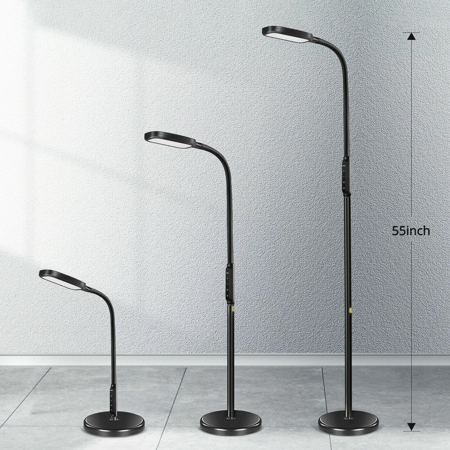 Dimmable LED floor lamp, Black