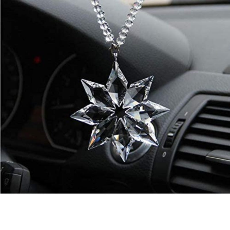 Car mirror pendant, crystal snowflake (A)